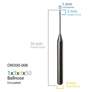 1.0mm Roland Uncoated CAD CAM Milling Bur