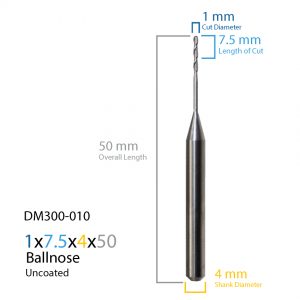 1mm Roland Uncoated CAD CAM Milling Bur