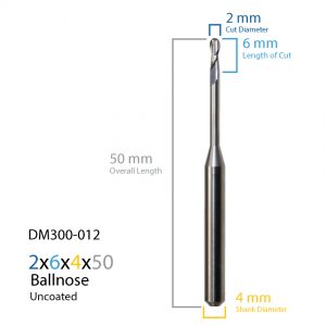 2.0mm Roland Uncoated CAD CAM Milling Bur