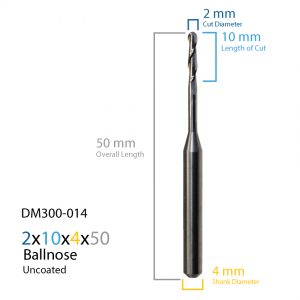 2mm Roland Uncoated CAD CAM Milling Bur