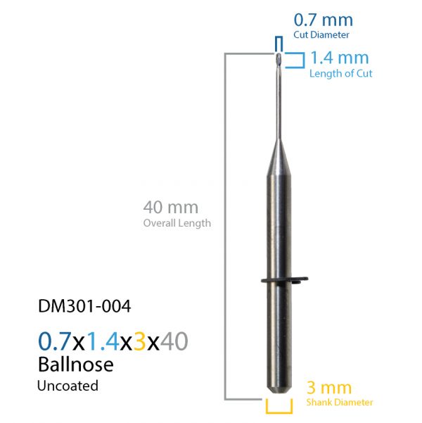 0.7mm Wieland Zenotec Select Hybrid Uncoated CAD CAM Milling Bur