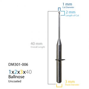 1.0mm Wieland Zenotec Select Hybrid Uncoated CAD CAM Milling Bur