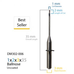 1.0mm Wieland Zenotec Mini Uncoated CAD CAM Milling Bur