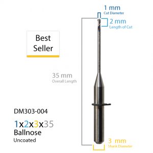 1.0mm Jensen Preciso, vhf Uncoated CAD CAM Milling Bur