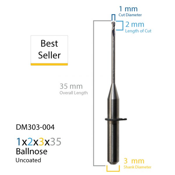 1.0mm Jensen Preciso, vhf Uncoated CAD CAM Milling Bur