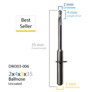 2.0mm Jensen Preciso, vhf Uncoated CAD CAM Milling Bur