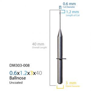 0.6mm Jensen Preciso, vhf Uncoated CAD CAM Milling Bur