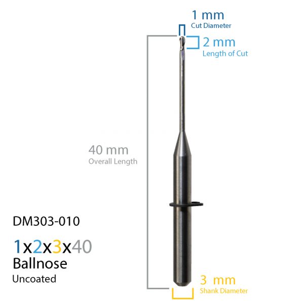 1.0mm Jensen Preciso, vhf Uncoated CAD CAM Milling Bur