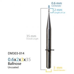 0.6mm Jensen Preciso, vhf Uncoated CAD CAM Milling Bur