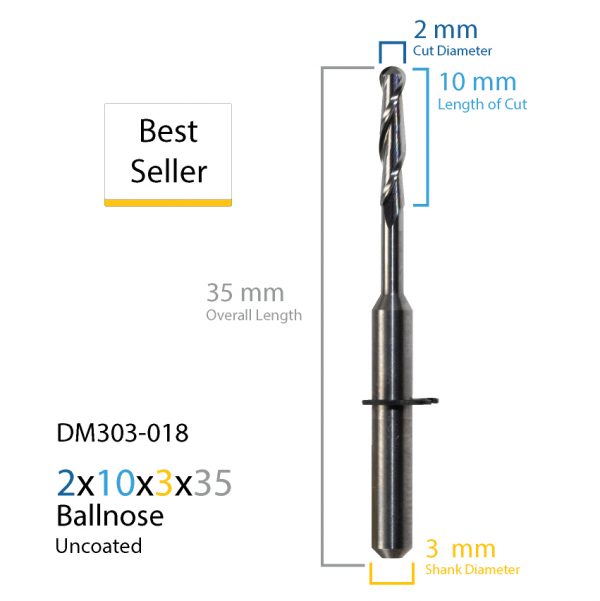 2mm Jensen Preciso, vhf Uncoated CAD CAM Milling Bur