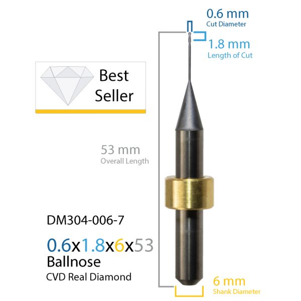 0.6mm Imes-icore CVD Real Diamond Coated CAD CAM Milling Bur