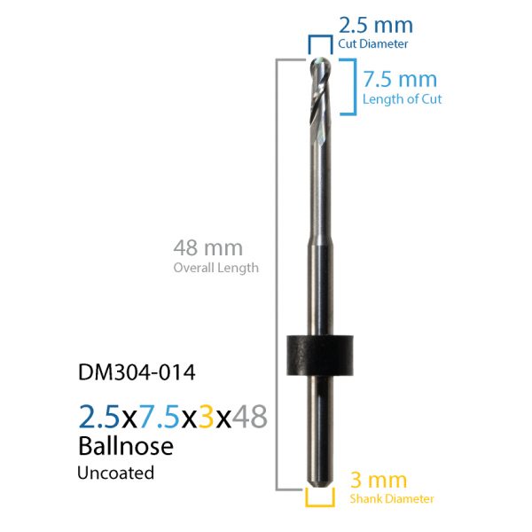 2.5mm Imes-icore Uncoated CAD CAM Milling Bur