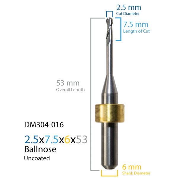 2.5mm Imes-icore Uncoated CAD CAM Milling Bur