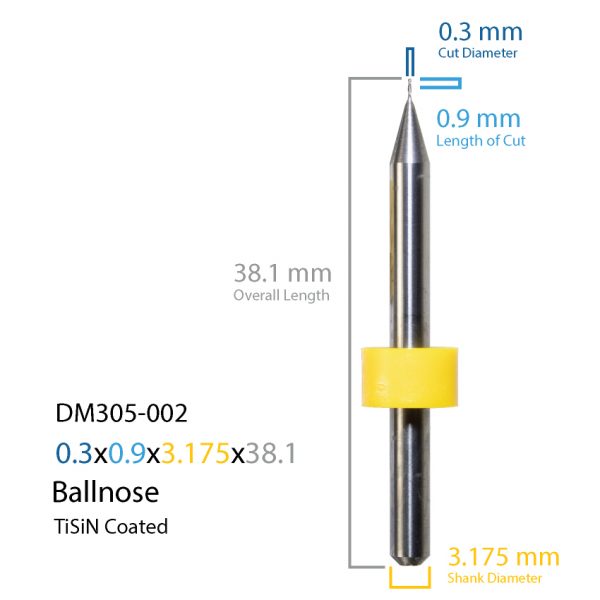 0.3mm Dental Digital - DentMill Uncoated CAD CAM Milling Bur