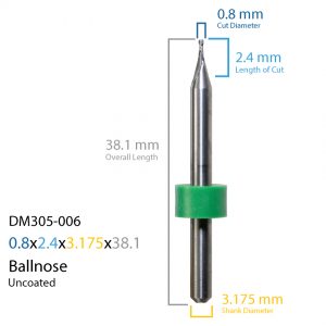 0.8mm Dental Digital - DentMill Uncoated CAD CAM Milling Bur