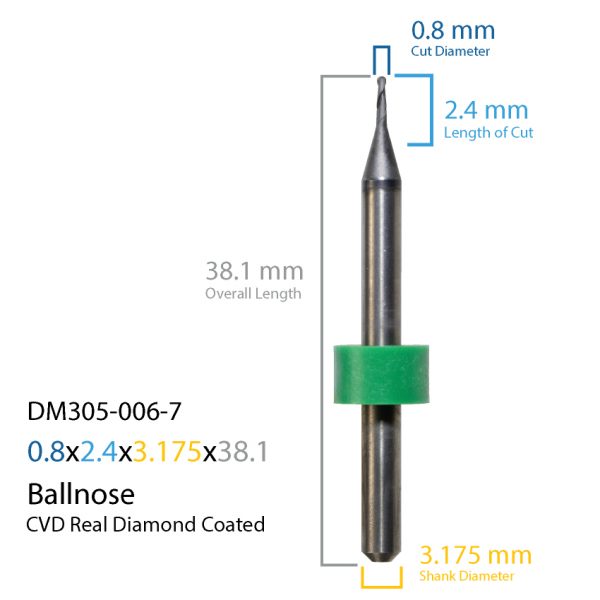0.8mm Dental Digital - DentMill CVD Real Diamond Coated CAD CAM Milling Bur