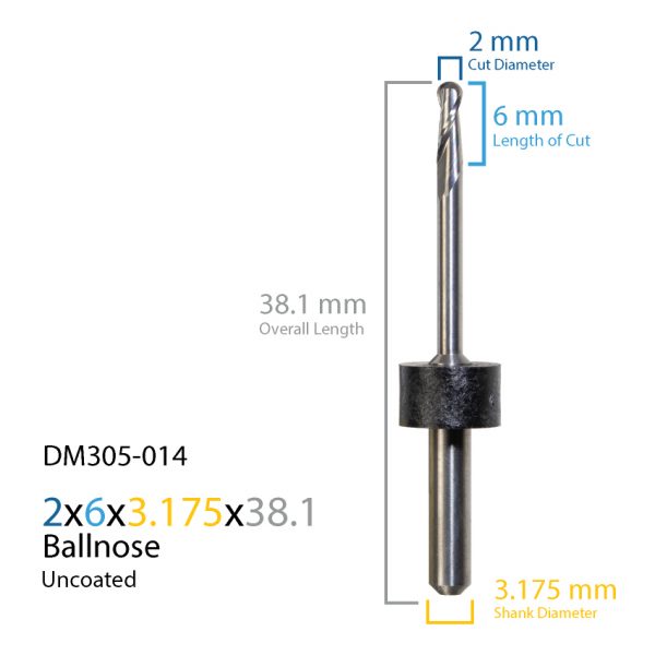 2.0mm Dental Digital - DentMill Uncoated CAD CAM Milling Bur