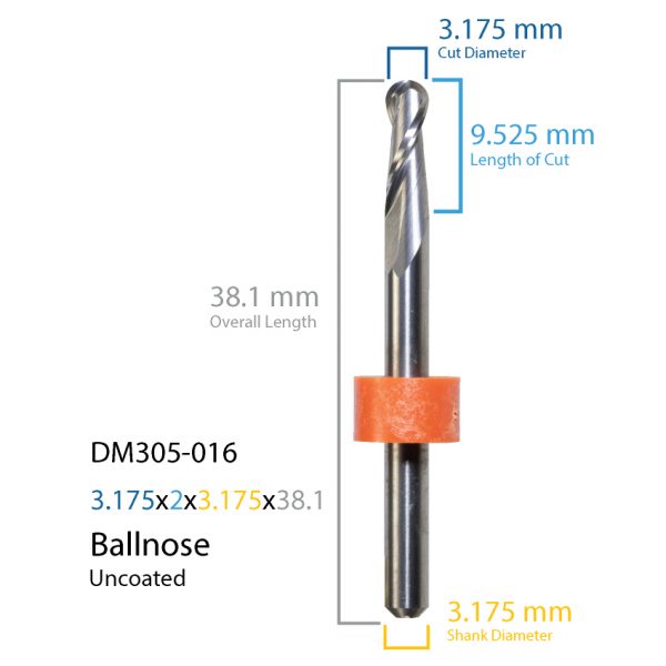 3.175mm Dental Digital - DentMill Uncoated CAD CAM Milling Bur