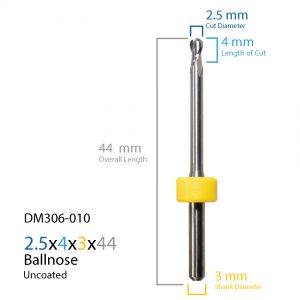 2.5mm Sirona MC X5 Uncoated CAD CAM Milling Bur