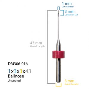 1.0mm Sirona MC X5 Uncoated CAD CAM Milling Bur