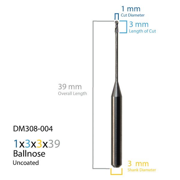 1.0mm Lava Milling Systems Uncoated CAD CAM Milling Bur