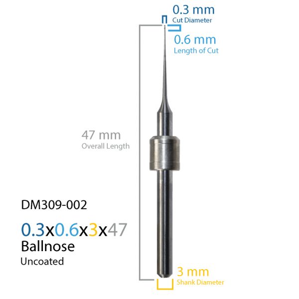 0.3mm Amann Girrbach Uncoated CAD CAM Milling Bur