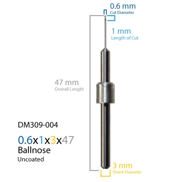 0.6mm Amann Girrbach Uncoated CAD CAM Milling Bur