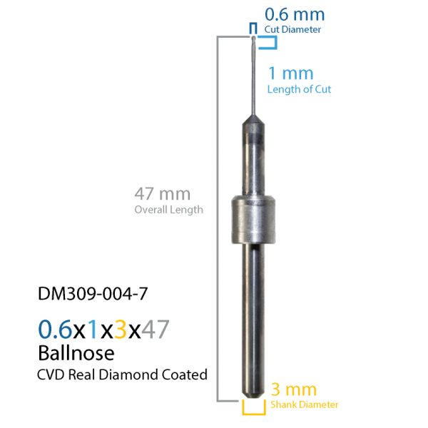 0.6mm Amann Girrbach CVD Real Diamond Coated CAD CAM Milling Bur