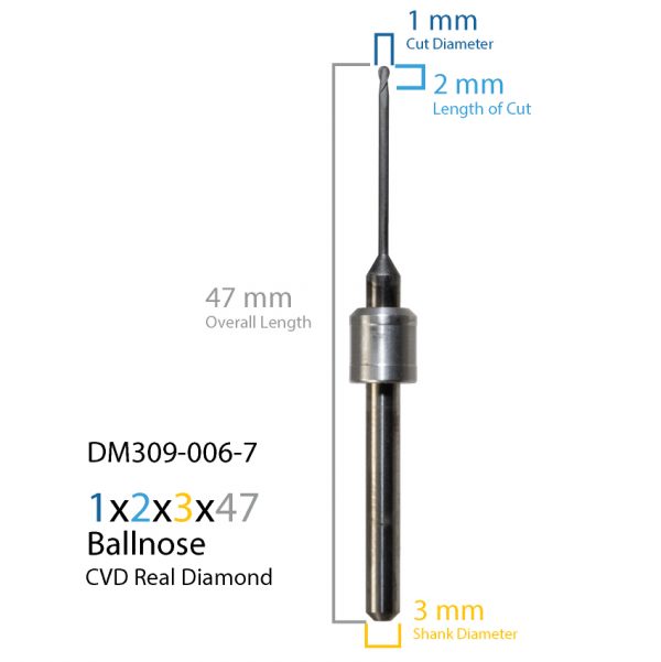 1.0mm Amann Girrbach CVD Real Diamond Coated CAD CAM Milling Bur