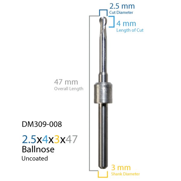 2.5mm Amann Girrbach Uncoated CAD CAM Milling Bur