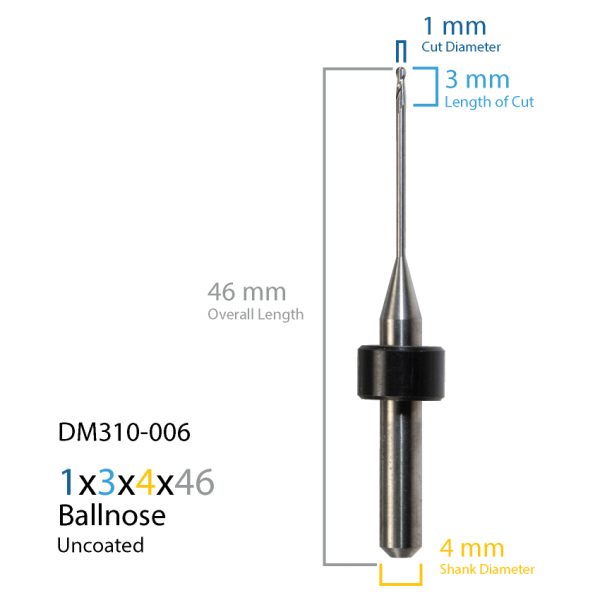 1mm Origin & Haas / Yenadent Uncoated CAD CAM Milling Bur