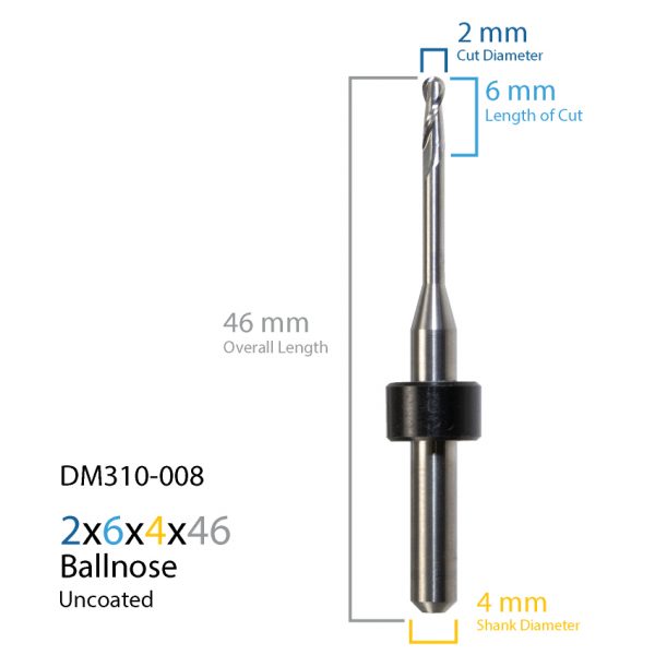 2mm Origin & Haas / Yenadent Uncoated CAD CAM Milling Bur