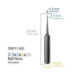 0.3mm ZirkonZahn Uncoated CAD CAM Milling Bur