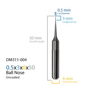 0.5mm ZirkonZahn Uncoated CAD CAM Milling Bur