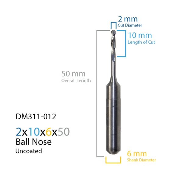 2mm ZirkonZahn Uncoated CAD CAM Milling Bur