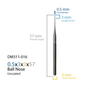 0.5mm ZirkonZahn Uncoated CAD CAM Milling Bur