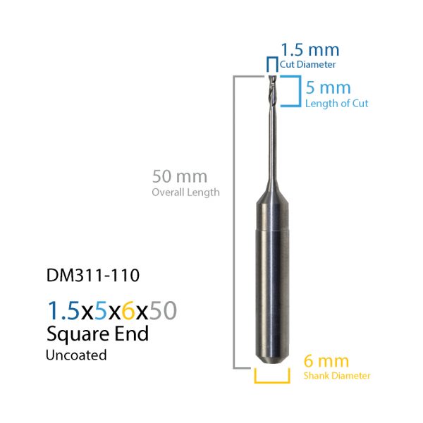 1.5mm ZirkonZahn Uncoated CAD CAM Milling Bur