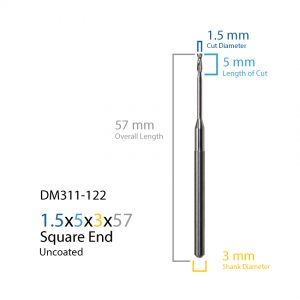 1.5mm ZirkonZahn Uncoated CAD CAM Milling Bur