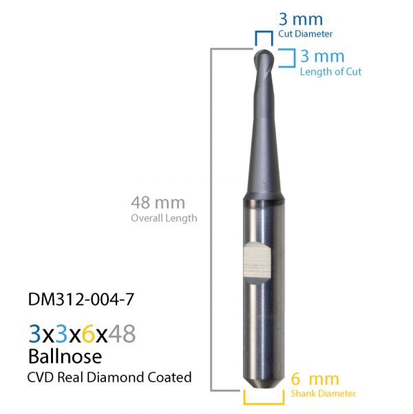 3.0mm Kavo Everest CVD Real Diamond Coated CAD CAM Milling Bur