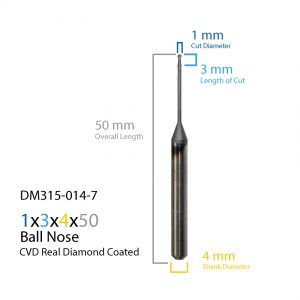 1mm ARUM Axsys VersaMill CVD Real Diamond Coated CAD CAM Milling Bur