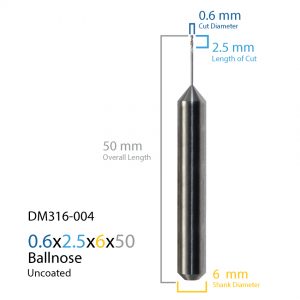 0.6mm Laserdentium & Datron Uncoated CAD CAM Milling Bur