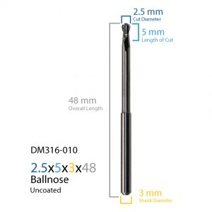 2.5mm Laserdentium & Datron Uncoated CAD CAM Milling Bur